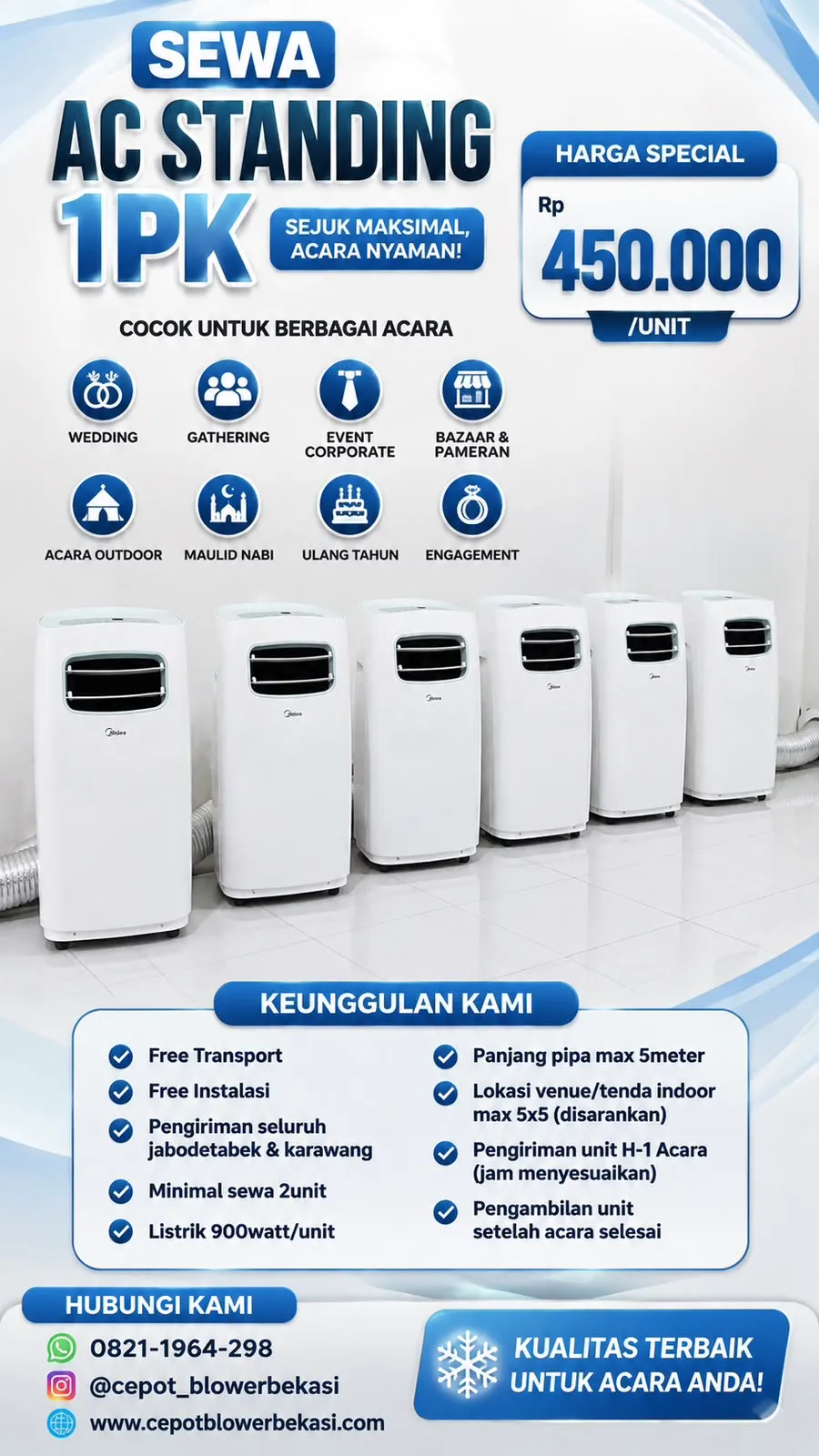 AC standing 1 PK untuk ruangan tertutup di Bekasi